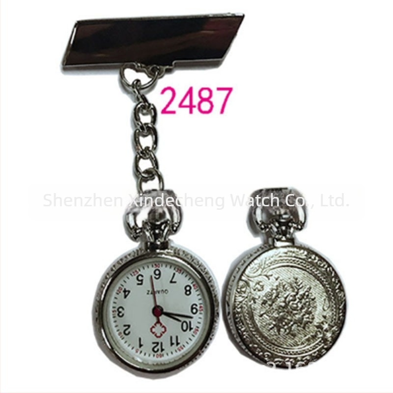 Női zsebóra denim lánccal – kvarc Huachen SL39 mozgás, 25 mm dial, 8 mm vastagság, ötvözet tokkal, kronográf és világidő