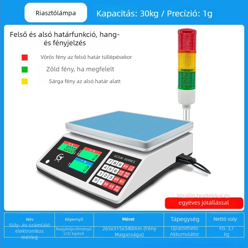 Precíziós elektronikus számoló mérleg Wanlong ACS-M18, elektronikus mérés, akkumulátoros működés, többfunkciós használat