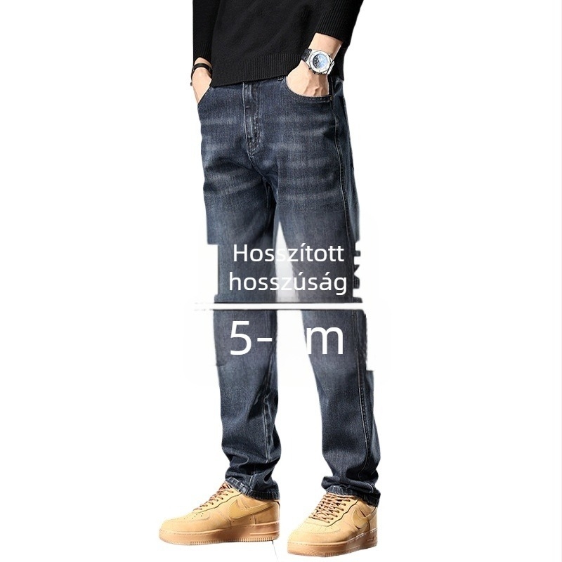 Férfi farmernadrág - denim, pamut, középmagas derekú, egyenes szár, gombos zárás