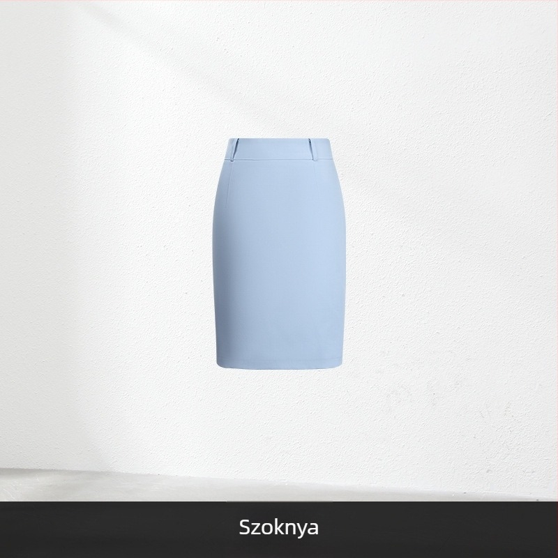 Női irodai öltöny két darabból, őszi 2024, poliészter anyag, 90–95% poliészter rost, középméretű szoknya, hosszú ujjú