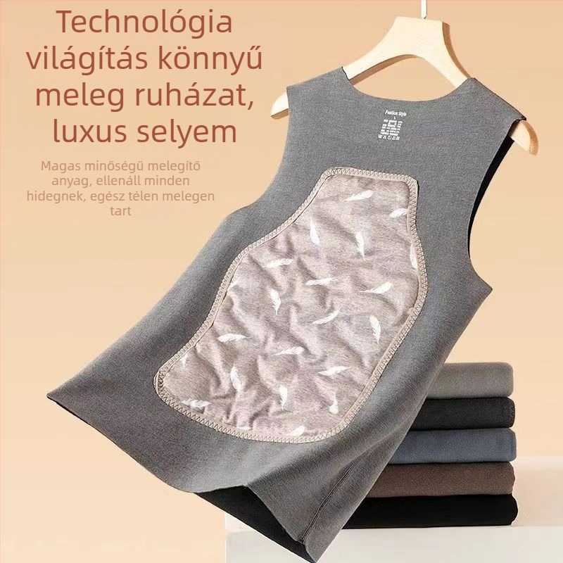 Uniszex meleg toll mellény fleece bélésével, vastag, ujj nélküli, egyrétegű