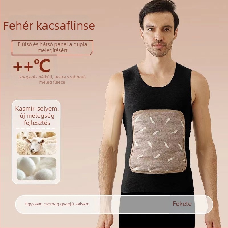 Uniszex meleg toll mellény fleece bélésével, vastag, ujj nélküli, egyrétegű