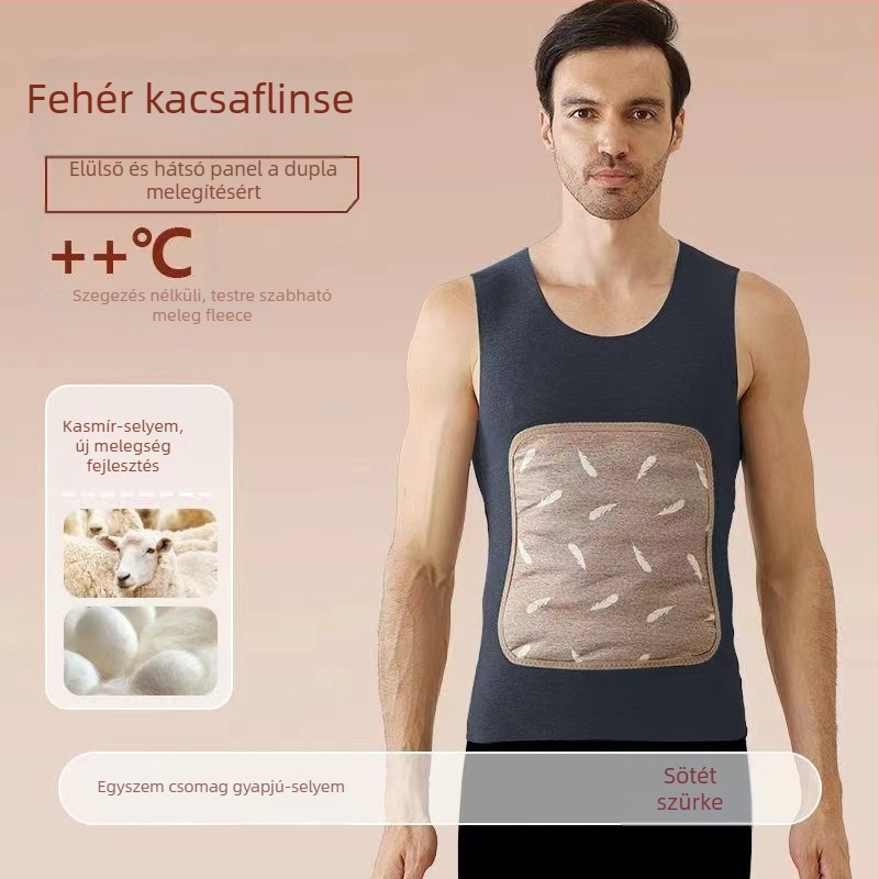Uniszex meleg toll mellény fleece bélésével, vastag, ujj nélküli, egyrétegű