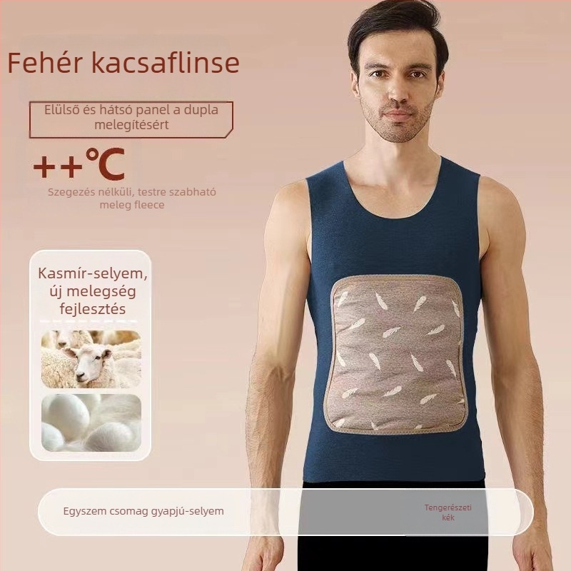 Uniszex meleg toll mellény fleece bélésével, vastag, ujj nélküli, egyrétegű
