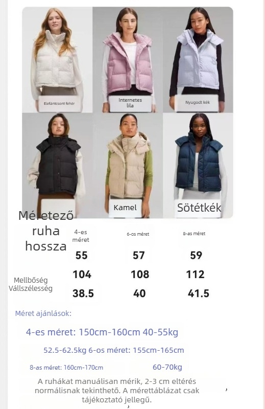 Wunder Puff Lu's női kapucnis pehelyes mellény fehér kacsa pehellyel, négyrész design
