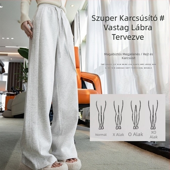 Női Modal-Spandex nadrágok, lazán szabott, magas derekú, hosszú, vastag anyag (Modal-Spandex; lazán szabott; magas derekú; hosszú; vastag anyag)