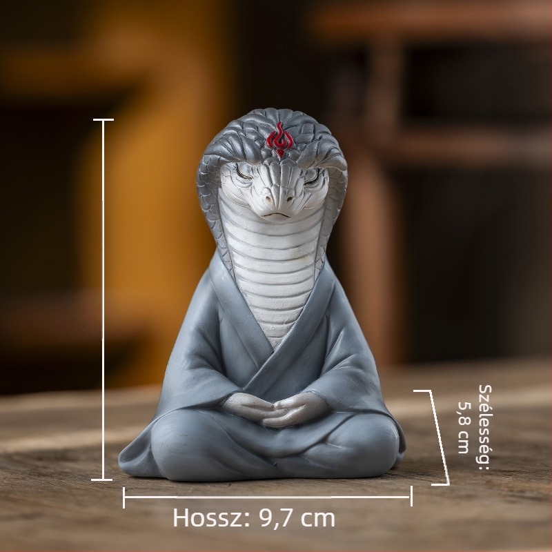 Zén-stílusú róka figurája műgyantából – bonsai dekoráció kerthez, erkélyhez és autóhoz