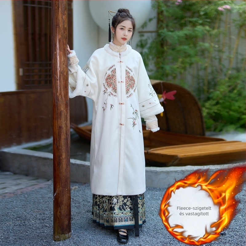 Pamut Hanfu köpeny téli viselethez, 2023 tél, fő anyag tartalma <30%, gallér címke, címkék