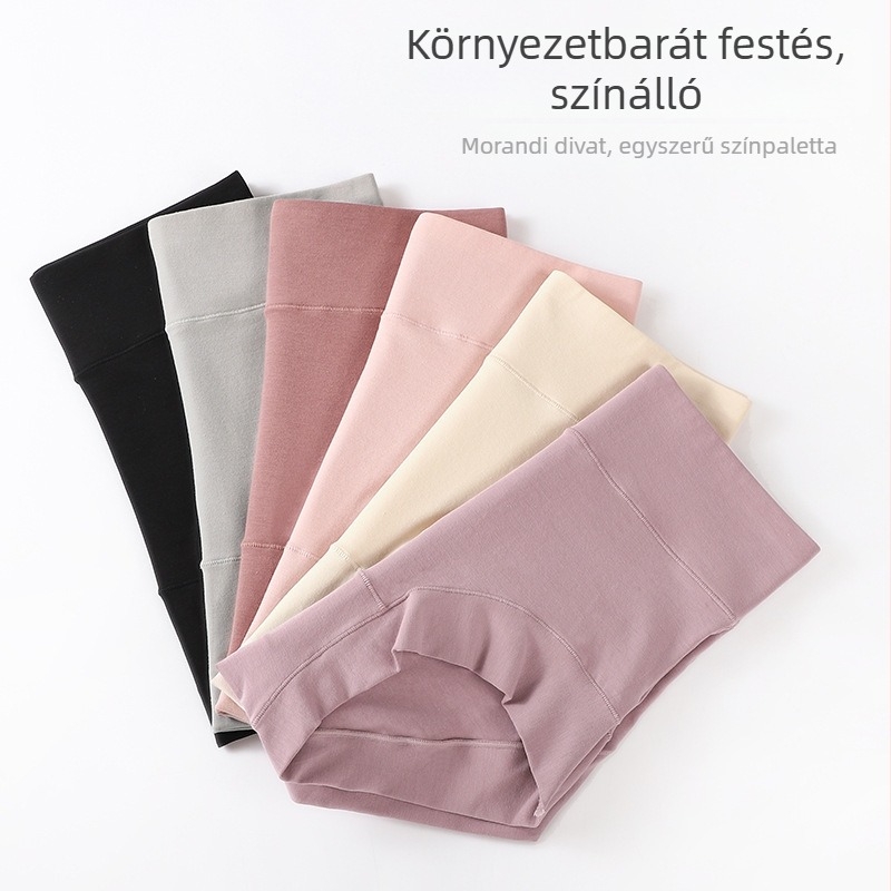80-count finomított pamutból készült női magas derekú alsónemű, antibakteriális, hasat szorít, csípőt emel, pamut betéttel a szeméremrészben, nagy méret