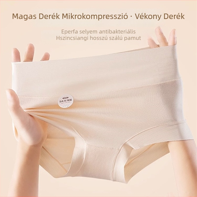 Női magas derekú pamut alsónemű Grade 5A hosszú szálú pamutból, légáteresztő, hasformázás és far-emelés, plusz méret