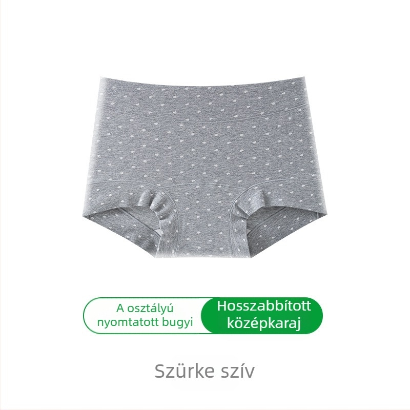 Női pamut alsó, antibakteriális, lélegző, magas derekú, kötött anyagból, mintázat: egyszínű és virágos