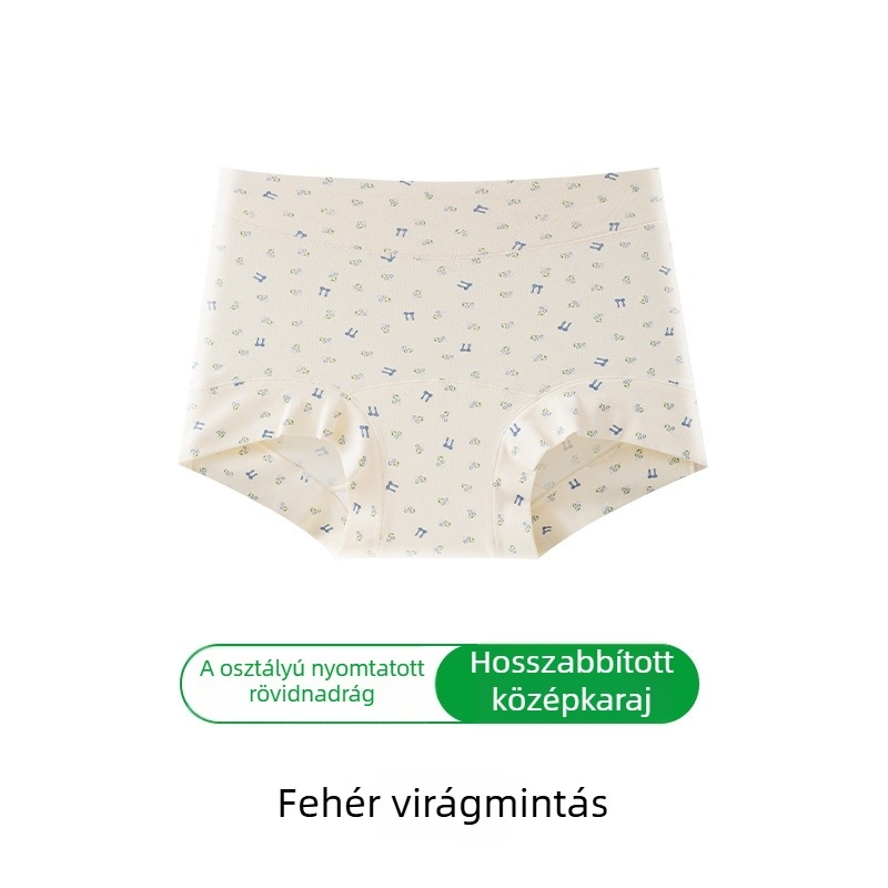 Női pamut alsó, antibakteriális, lélegző, magas derekú, kötött anyagból, mintázat: egyszínű és virágos