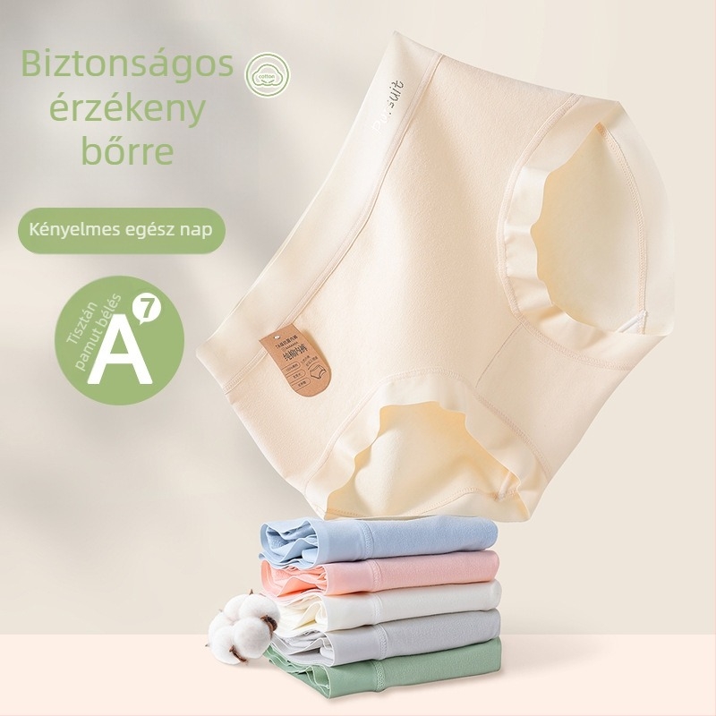 Női középmagas derékú antibakteriális, lélegző pamut alsónemű, csípőemelő dizájn