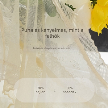 Lányoknak szánt csipkés, lélegző középmagas derekú rövidnadrág, ultranagy vékony ice silk anyag, 100% pamut intim rész