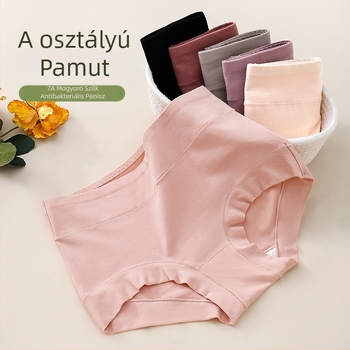 Női középmagasságú pamut antibakteriális bugyi, hasi támasz és testformázó hatás