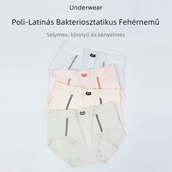 Lányoknak készült pamut antibakteriális bugyi, középmagas derekú, légáteresztő, 95–100% pamut, ágyéki bélés 50–70% pamut