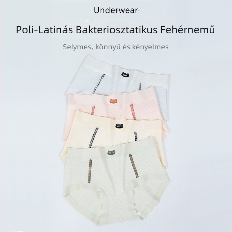 Lányoknak készült pamut antibakteriális bugyi, középmagas derekú, légáteresztő, 95–100% pamut, ágyéki bélés 50–70% pamut