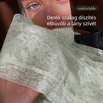 Női francia csipkés alsónemű, középmagas derekú, nylon anyag, belső Mulberry selyem bélés (80–90%), légáteresztő, antibakteriális