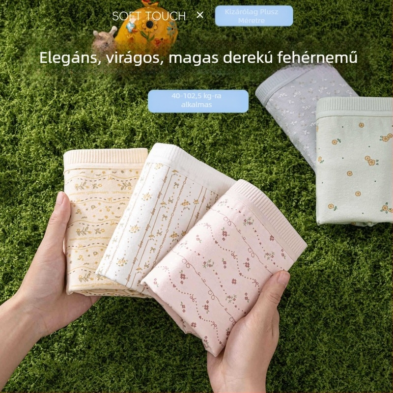 Női magas derekú haskontrollos fehérneműk, 100% pamut, antibakteriális, teljes pamut környék, varrás nélküli, 2026-os modell, plusz méret, háromszög fazonú