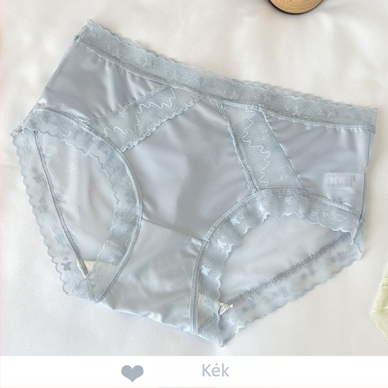 Mulberry selyem csipkés női alsó, légáteresztő, antibakteriális, középmagas derekú, kötött, pamut bélés