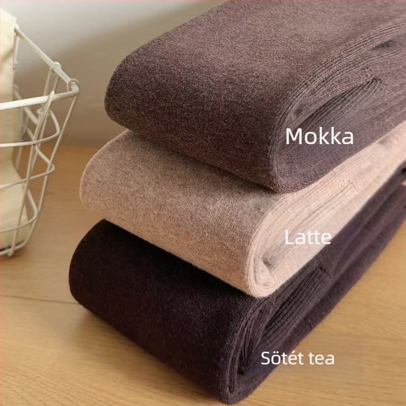 Női őszi-téli pamut alapú, vastagított meleg harisnya, finom csíkokkal, formázó panellel, szürke alapon