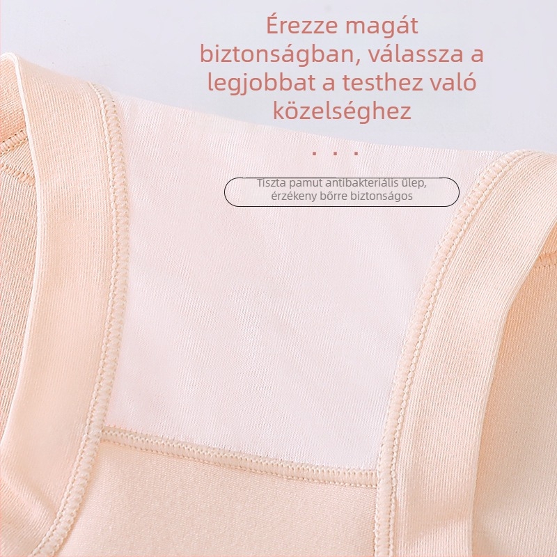 Női pamut alsónemű, lélegző, antibakteriális, középmagas derék, vékony nyári modell