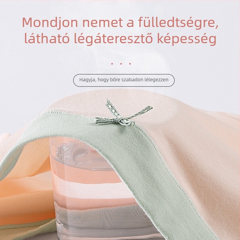 Női pamut alsónemű, lélegző, antibakteriális, középmagas derék, vékony nyári modell