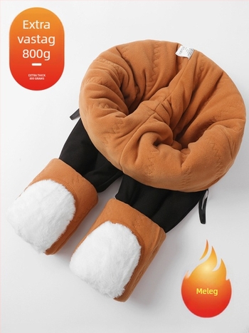 Női pamut nadrág Camel velúrral, téli külső viselethez, fleece belső, vastag melegítő nadrág, magas derék, térdvédelem, plusz méret