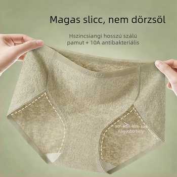 A-kategóriás jacquard pamut női alsónemű, magas kivágással, 10A antibakteriális, hosszabb intim terület, nedvességelnyelő, lélegző
