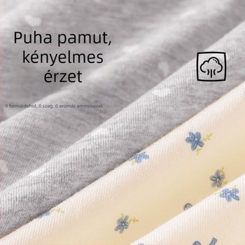 Női 100% pamut boxeralsó virágmintával, antibakteriális, pamut belső réteg a szeméremrészen, középmagas derék