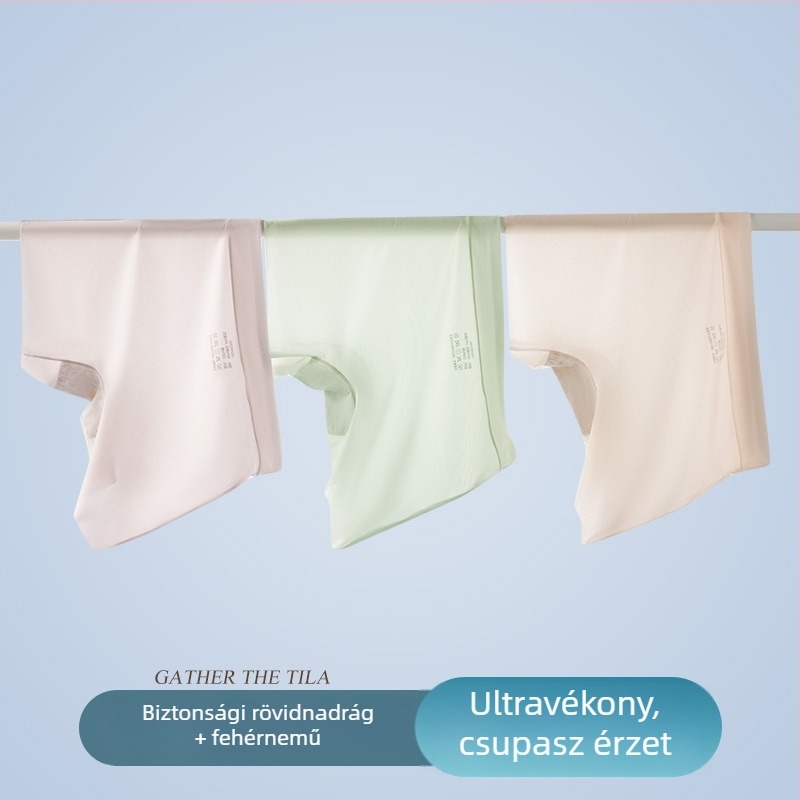 Sima varrás nélküli női biztonsági rövidnadrág jégselyem anyagból, plusz méret, bélés pamut, átlátszóság elleni, nyári vékony modell