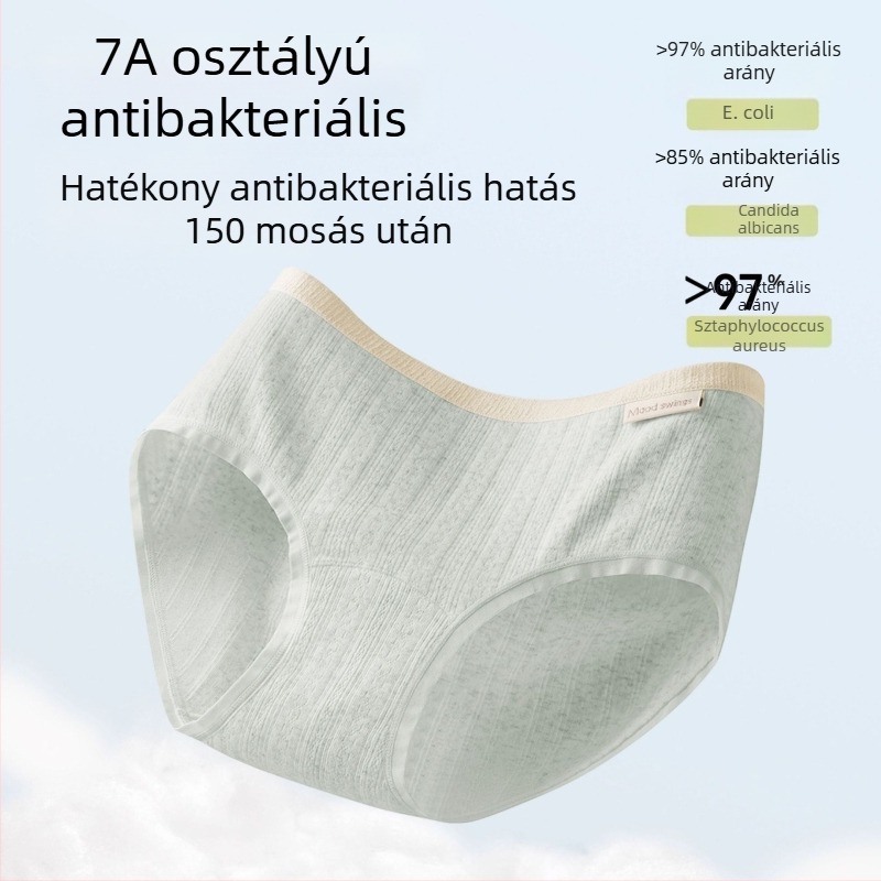 Női pamut alsónemű, antibakteriális, középmagas derekú, plusz méret