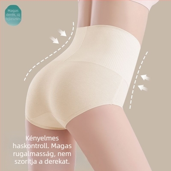 Pamut magas derekú női alsó, haskontrollal és fenékemeléssel, légáteresztő, testformáló fazon, háromszög fazon, plusz méret