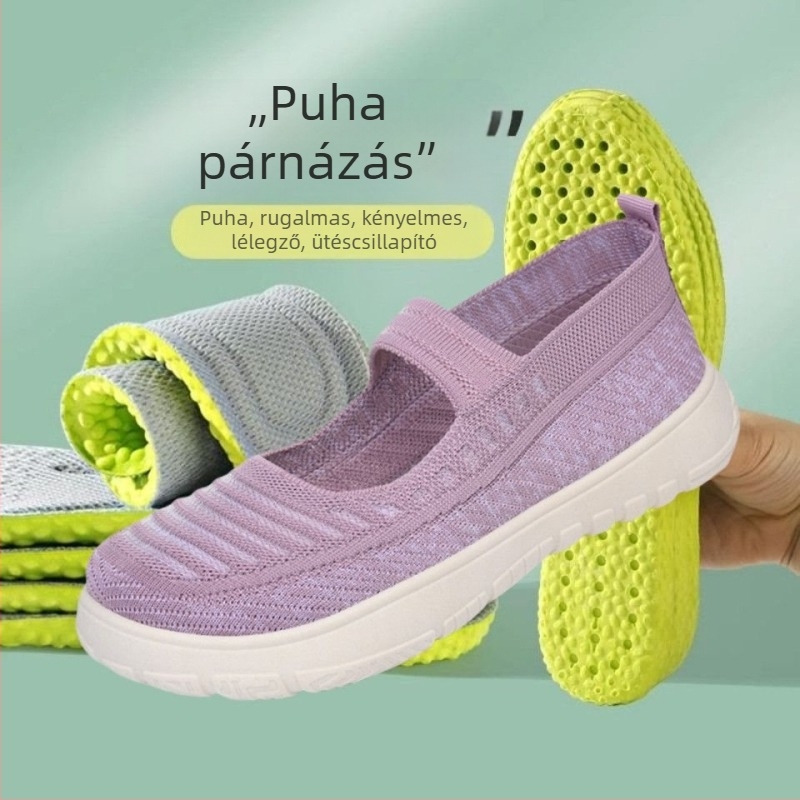 Férfi kézzel szőtt slip-on cipő — hálós felsőrész, gumi talp, nyári viselet