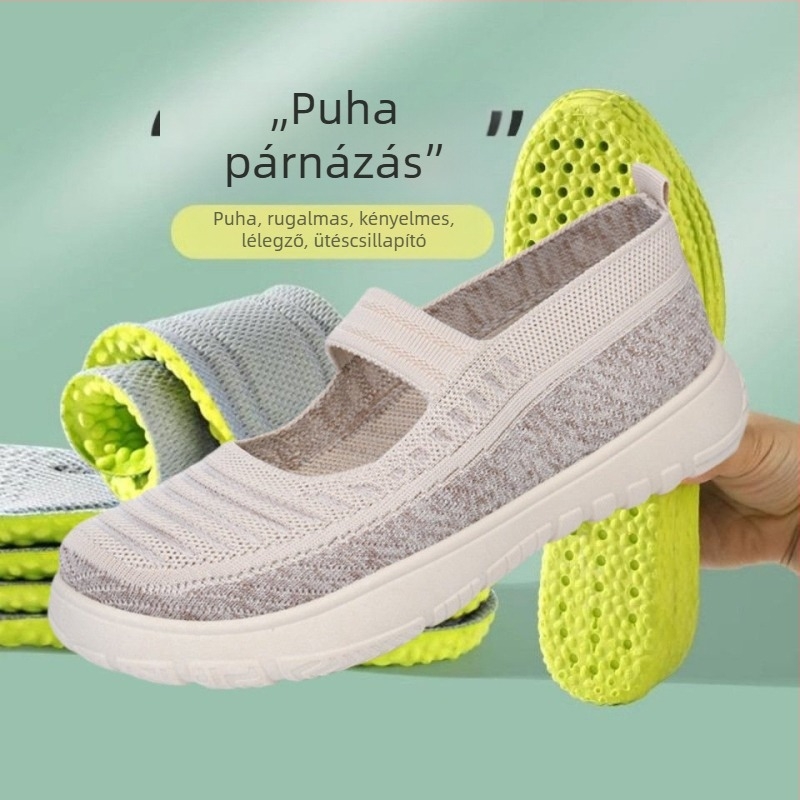 Férfi kézzel szőtt slip-on cipő — hálós felsőrész, gumi talp, nyári viselet