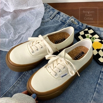 Női vászon slip-on sneaker vastag talppal, rácsos mintázat, alacsony felsőrész, vulkanizált talp, légáteresztő