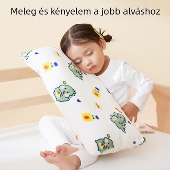 Duoyi gyerekeknek szóló flanel párnahuzat – minták: kis dinoszaurusz, koronás medve, kis tehén; reaktív nyomtatás; elérhető egyes vagy páros csomagban óvodába