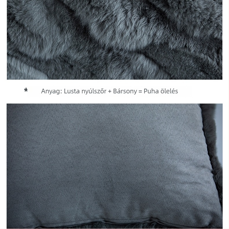 Nyusziszőr párna – modern könnyű luxus, egyszínű, skandináv nappali, puha plüss