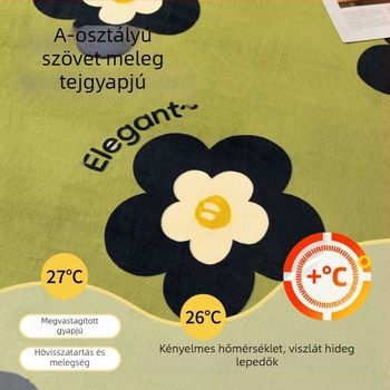 Tejszínű bársony virágos nyomtatású gumis lepedő matracra, 1,5 m egyszemélyes méret, három részes készlet minden szezonra