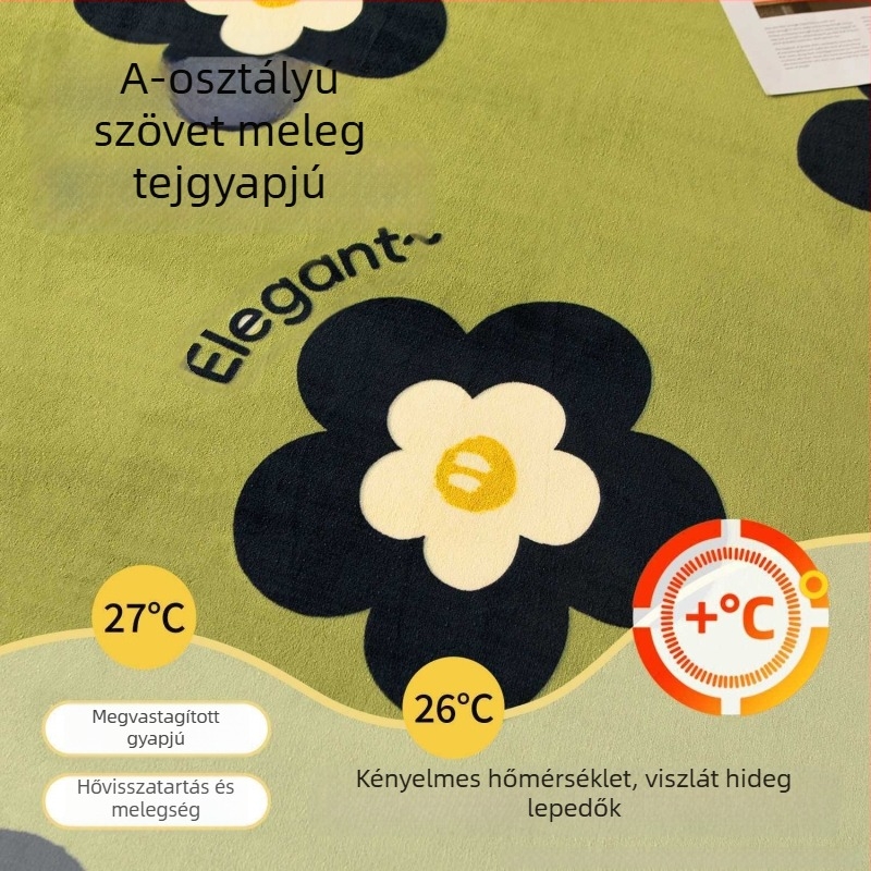 Tejszínű bársony virágos nyomtatású gumis lepedő matracra, 1,5 m egyszemélyes méret, három részes készlet minden szezonra