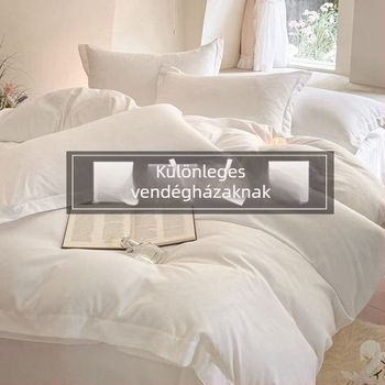 Hotel minőségű 100% pamut ágyneműkészlet, négy darabos, tiszta fehér, dunyház, lepedők és párnahuzatok, twill szövés, reaktív festés