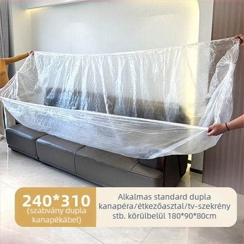 Egyszer használatos LDPE porvédő kanapéra, elasztikus húzózsinórral – teljes fedés kanapéra, ágyhoz és emeletes ágy felső részéhez közösségi szálláson
