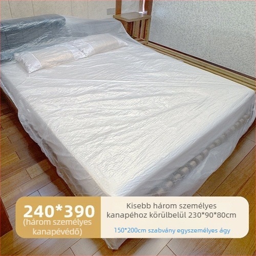 Egyszer használatos LDPE porvédő kanapéra, elasztikus húzózsinórral – teljes fedés kanapéra, ágyhoz és emeletes ágy felső részéhez közösségi szálláson