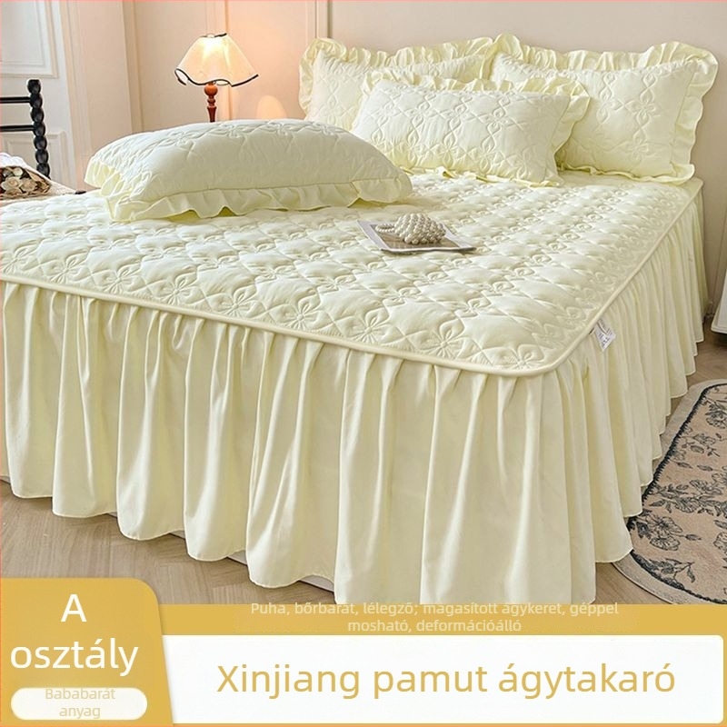 Ágytakaró szoknya, töltet 100% pamut, mosott pamut anyag, reaktív nyomtatás és festés, hercegnő stílus