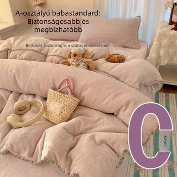 Letisztult tej velúr ágyneműszett ősz-télre, négy részes