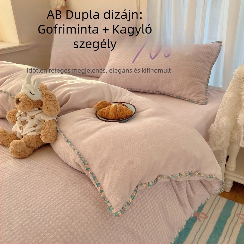 Letisztult tej velúr ágyneműszett ősz-télre, négy részes