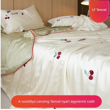 Lyocell nyári paplan anyának és babának szója rost töltettel, reaktív nyomtatás és festés, hímzés és quilting — könnyed luxus stílus