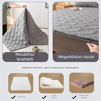 Hatoldalas cipzáros steppelt lepedő, pamut töltettel, Simmons matracvédő, porálló