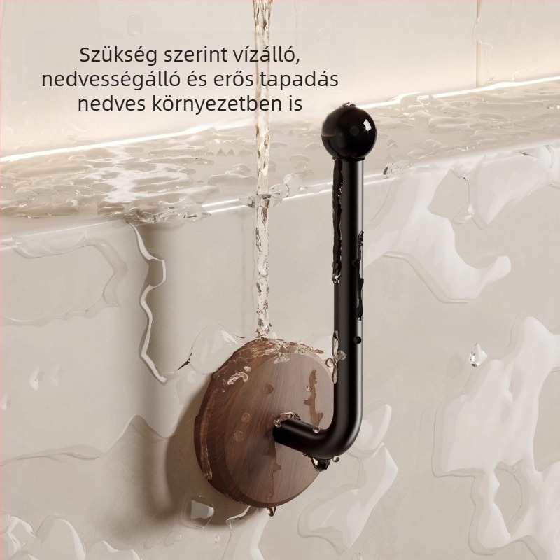 Diófából készült tömörfa kampó, falra szerelhető ragasztóval, ruhák és sapkák akasztására, egyetlen kampó, könnyed luxus stílus, teherbírás 10–15 kg