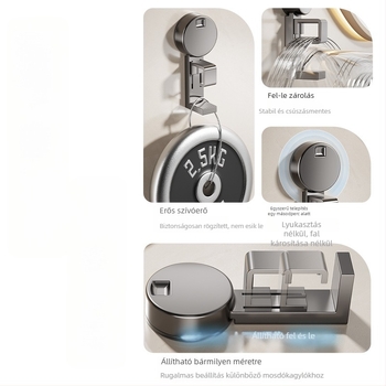 Tapadókorongos mosdópolc a fürdőszobába, 5 kg teherbírás, egy szint